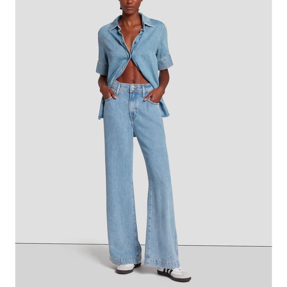 7 For All Mankind 'Tailorless' Blue Denim Lustre Modern Dojo jean Size 28 - NWT - Picture 1 of 4